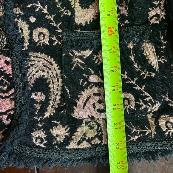 CHICO’S Fringed Tapestry Blazer, Black Pink Paisley (Size 1) 8 Medium M - Picture 10 of 10
